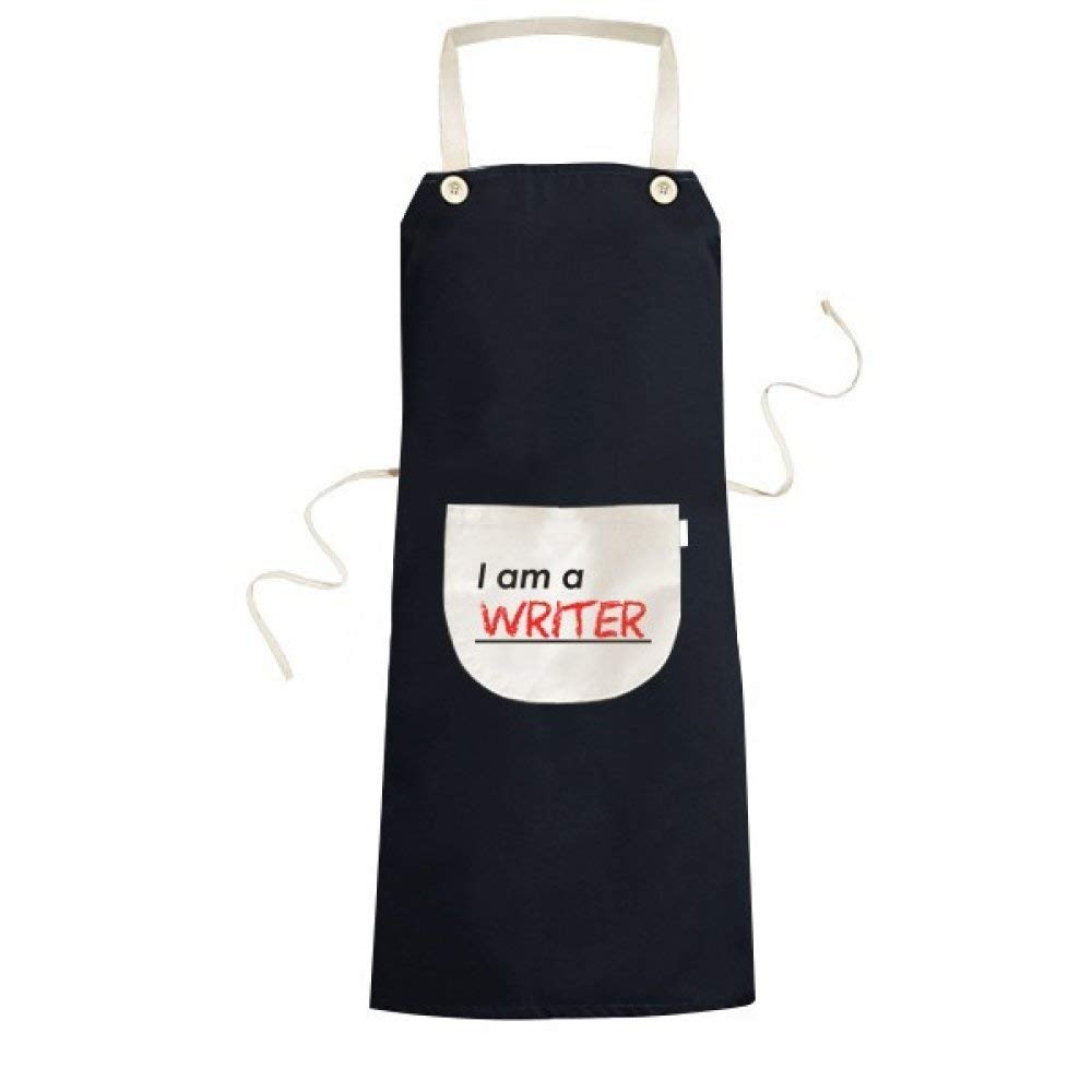 Tablier cuisine noir ecrivain bavoir de poche coton pour moments gourmands
