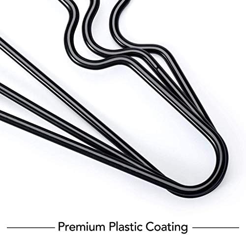 HOUSE DAY Metal Hangers 40 Pack Hangers For Clothes Coat Hangers Adult Black Hangers Wire Hangers Clothing Hangers Non Slip Hangers Coated Metal Hangers Heavy Duty Space Saving Rubber Hangers 16"