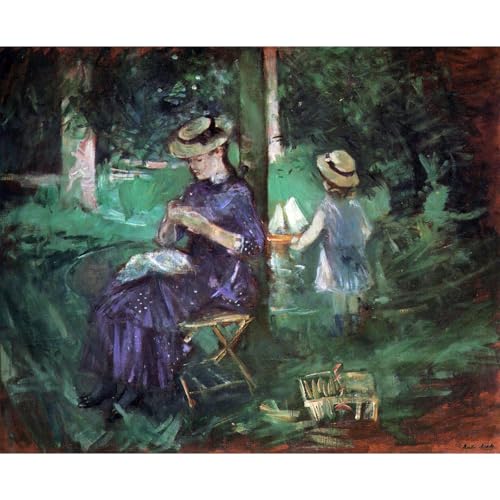 Femme et enfant dans le jardin Morisot impression d'art grand format Premium