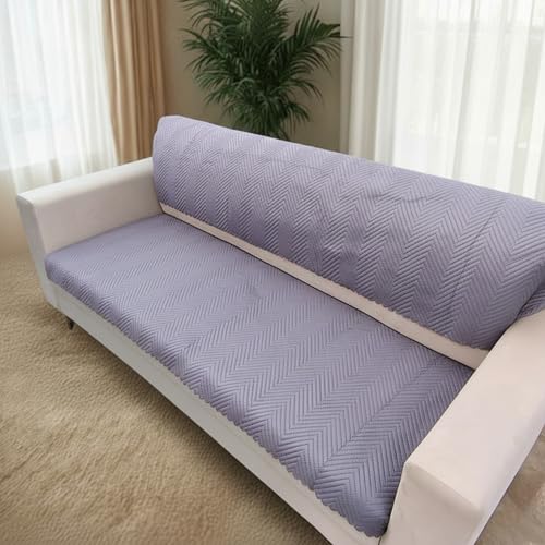 Image of Homerz Premium Velvet Sofa Cover Panel | Soft & Velvety Fabric | Rich Vibrant Colours | Sofa Protector for Living Room (Grey, 3 Seater, Seat Cover with Backrest)