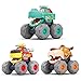 Woby Push and Go Friction Powered Cars Pull Back Vehicles Monster Truck Toy Set Bull Truck Leopard Truck and Crocodile Truck