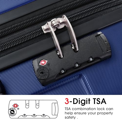 28 Inch Luggage, Expandable Hardshell ABS Suitcase with Spinner Wheels, Lightweight Checked Luggage with TSA Lock for Men Women (Blue, 28 Inch)4