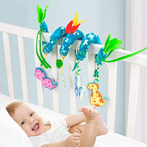 Baby Car Seat Toys For Crib And Stroller With Squeak And Mirror (Dinosaur) #TOP1