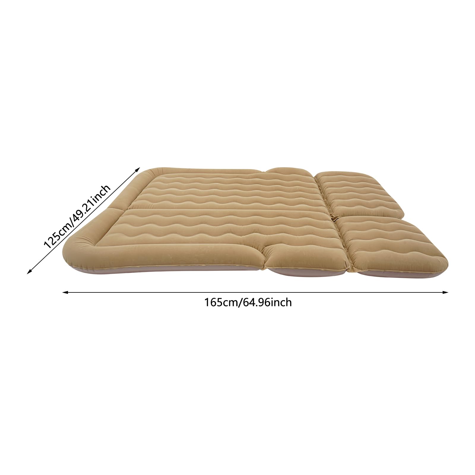 Matelas gonflable pour siège arrière de voiture, amovible, portable, matelas gonflable multifonction avec 2 coussins et pompe à air électrique (beige) pour camping, voyage, extérieur, SUV
