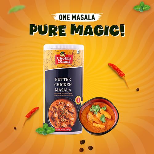 Image of Chokhi Dhani Butter Chicken Masala 100g | Murg Makhani Spice Mix | Rich Creamy Restaurant Style Curry Masala | Authentic North Indian Gravy Masala for Chicken & Paneer | No Artificial Colours