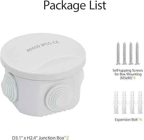 Miniatura 130 de LeMotech Caja de conexiones, plástico ABS IP55 resistente al agua y al polvo, caja eléctrica universal, caja de proyectos para exteriores e