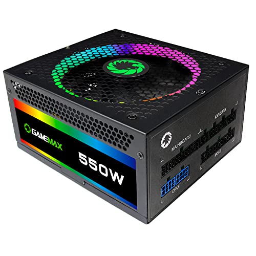 GameMax RGB 550W Modular 80 Plus Gold Power Supply with 14cm RGB Fan - Black - Image 10