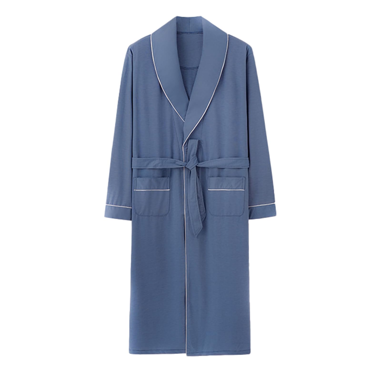 TIANQIHAO Mens Long-Sleeve Nightgowns, Modal Cotton Pajama Robe Spa Bathrobe Sleepwear,Kk5604-X-Large