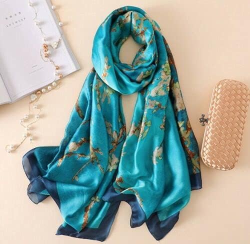 Image of Floral Printed Silk stole | silk Scarf for Women | stylish silk stole for women | Soft Lightweight Stole, Shawl & Neck Wrap | Scarf for Wedding, Party, Travel & Casual Wear