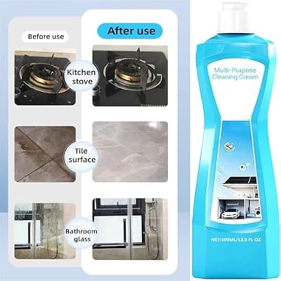 Multi-purpose Rinse-Free Cleaning Cream, Heavy-Duty Kitchen Degreaser Foam Cleaner, All-Purpose Household Cleaners for Kitchen, Bathroom, Furniture, Stainless Steel (Blue)