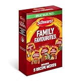 Schwartz Family Favourites Bundle One Pack Serves 4 Pack of 5 Recipe Mixes Shepherd's Pie Spaghetti Bolognese Chilli Con Carne Beef Casserole Sausage Casserole Suitable for Vegetarians