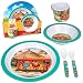 Daniel Tiger 5 Pc Kids Plates Mealtime Feeding Set for Toddlers - BPA Free Dinnerware Dish Set and Utensils Includes Plate, Bowl, Cup, Fork and Spoon w Durable Dishwasher Safe Plastic Flatware (Green)