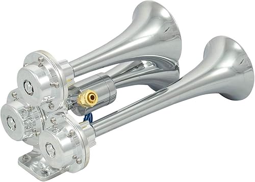 Miniatura 4 de Caboose - Bocina de aire cromada de 1224 voltios solamente - 3 trompetas