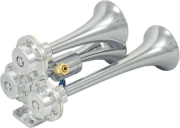 Caboose Chrome 12/24 Volt Air Horn Only - 3 Trumpets