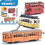 CUPUZ 3D Paper Puzzle, 3 Assorted Trams, 3D Cardboard Model Car kit, DIY Set for Child, Educational Travelers Craft Local Metro Bus, Gift for Boys