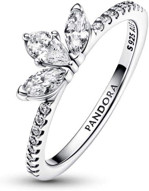 PANDORA Sparkling Herbarium Cluster Ring - Ring for Women - Layering or Stackable Ring - Gift for Her - Clear Cubic Zirconia - With Gift Box