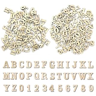 408 Pcs Wooden Craft Letters, 15mm Small DIY 3D Letters A-Z & Numbers 1-10 for Decoration, Learning & Signs