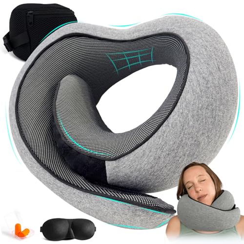Reiteag Nomadike Oreiller De Voyage, Mousse À Mémoire De Forme 100% Pure pour Un Confort Ergonomique Ultime, Idéal pour Voyager en Avion, en Voiture