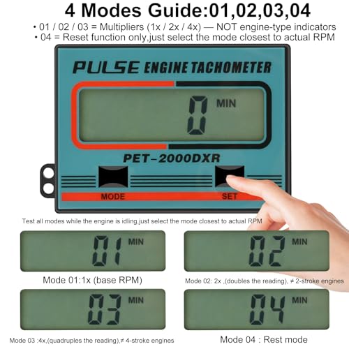 Drehzahlmesser Motorsäge Benzinmotor Rasenmäher Clip-Drehzahlmesser Wartung Messgerät Kettensäge RPM Tachometer Tacho Fahrrad Kabellos Traktor-Generator Digitaler Induktiver Drehzahlmesser
