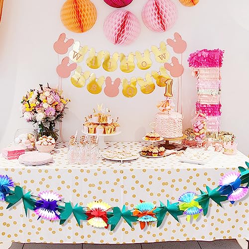Image of BUSOHA 4 Packs Tissue Flower Garland - 12 Feet Long Tropical Multicolored Paper Flower Garland Banner for Hawaiian Luau Party Tiki Bar Tropical Birthday Baby Shower Wedding Party Decorations Supplies