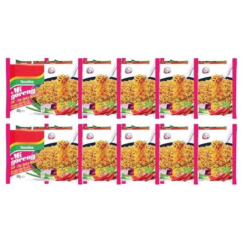 Mi Goreng Stir Fry Spicy Noodles 80g (Pack of 10) | Authentic Indonesian Instant Noodles | Versatile Meal Option | Ready in 3 Minutes Mi Goreng Stir Fry Spicy Noodles 80g (Pack of 10) | Authentic Indonesian Instant Noodles | Versatile Meal Option | Ready in 3 Minutes