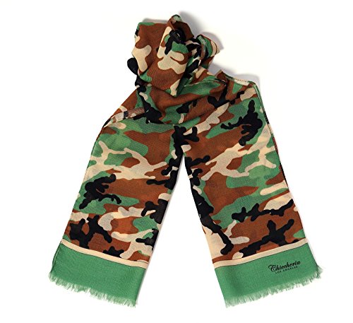 Foulard en soie pour homme long 180cm accessoire de mode italienne écharpe à franges camouflage GQ