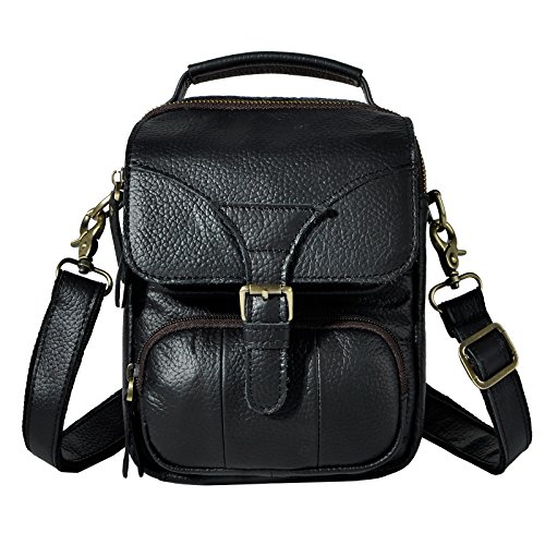 Sacs à l'épaule en cuir véritable noir pour homme élégant 2074