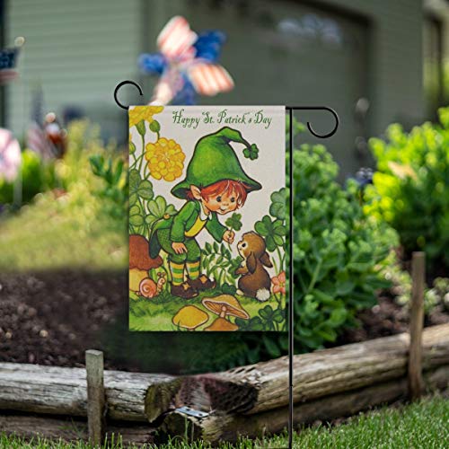 St Patrick's Day Horse Flag 28 X 40 Double Sided, Cute Leprechaun Clover Shamrock Rabbit Flowers Garden Yard Flags Spring Welcome Outdoor Indoor Banner For Party Home Saint Patricks Day Decoration #TOP6