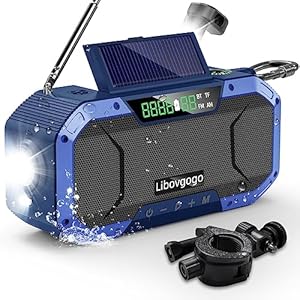 Libovgogo DF-580Pro Noodradio, spatwaterdicht, bluetooth-luidspreker, draagbare AM/FM zonne-zwengelradio met zaklamp, led-leeslamp, zonnepaneel 5000 mAh, powerbank met fietsendrager