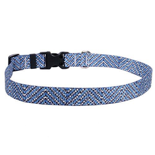 Image of Yellow Dog Design Easy-Snap Pet Collar, Blue Tweed, Extra Small 8 inch - 12 inch