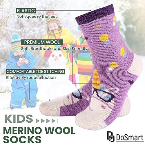 DoSmart Children's Winter Warm Wool Solid Color Socks Kids Boy Girls Hiking Thermal Boot Crew Socks 6 Pairs4