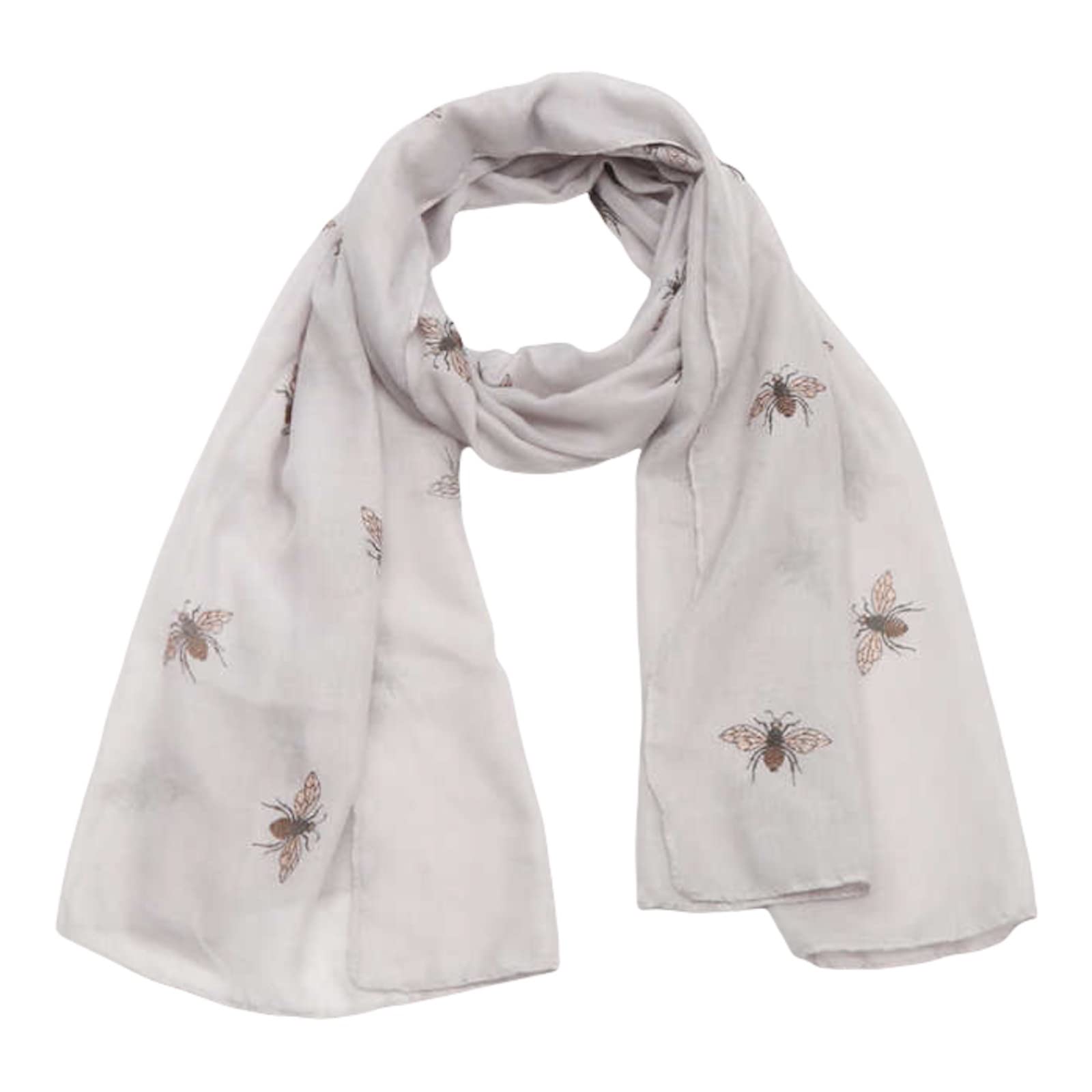 London Scarfs Women's Glitter Bumble Bee Print Ladies Scarf Lightweight Fashion Wrap (Silver)