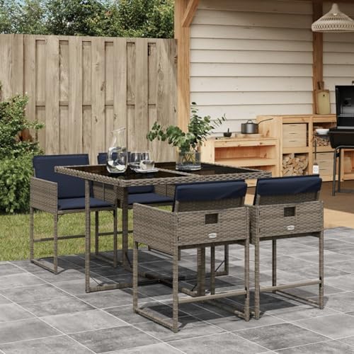Gecheer Set de Salle à Manger de Jardin en Résine Tressée avec Coussins - Capacité 110 kg par Siège, Résistant aux UV, Assemblage Facile