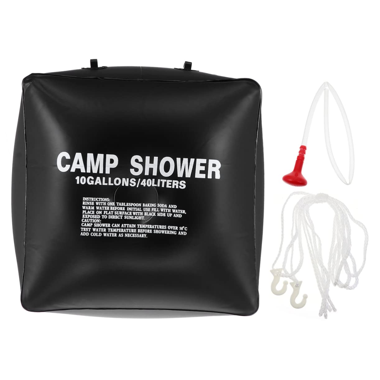 Bolsa Portátil para Acampar de 40l Calentamiento Solar, Ducha Solar de PVC Negra para Exteriores Manguera y Cabezal, Adecuado para Barbacoas y Camping