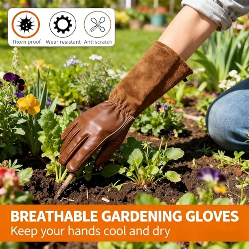 Gants de jardinage en cuir de vachette robuste et durable - 6