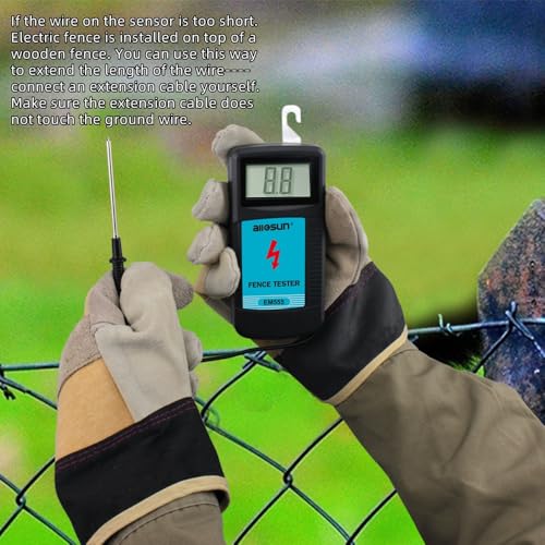 allsun digital electric fence tester fault voltage meter auto onoff for pulse detection 300v-9900v 99kv display gardening tool