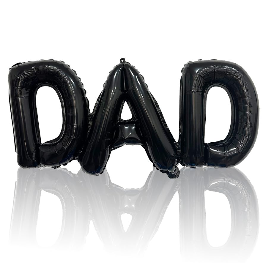 HADCKJA Black Dad Balloons Fathers Day Balloons Conjoined Dad Foil Balloon Letter Balloon for Fathers Day Themed Party Happy Fathers Day Party Supplies Decorations Party Sets-3 PCS