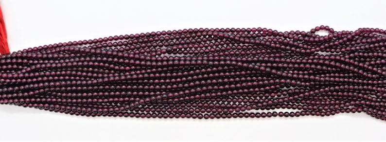 Perles de grenat d'Hyderabadi 4 mm lisses pour des bijoux sans défaut - 3