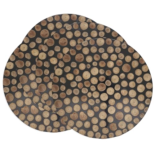 Juego de 4 platos decorativos de madera y resina SARO miniatura 3