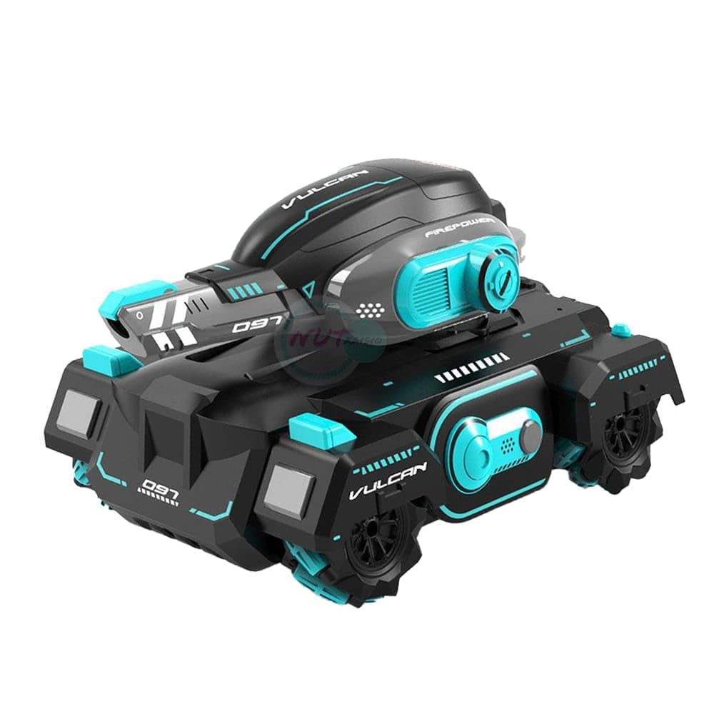 NUTRAISIO Wireless Remote Control Tank Car 360° Rotation Water Bomb Launch 2.4GHz RC Tank with Universal Wheel, Lights, and Proper Remote Controller