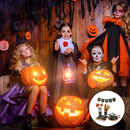 NUOBESTY Feestservies Voor Halloween | Inclusief Bord Kartonnen Beker Papieren Handdoek Zwarte Lepel Vork Banner Rietje… - Image 5