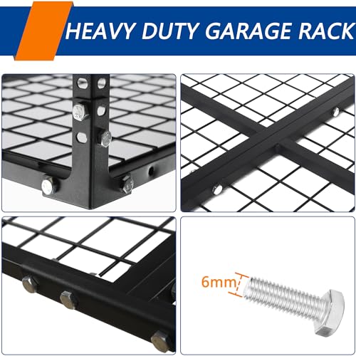3 x 4FT Overhead Garage Storage Rack, Adjustable Ceiling Storage Racks, Garage Shelving Heavy Duty Storage Organizer System, 400lbs Weight Capacity (Black)