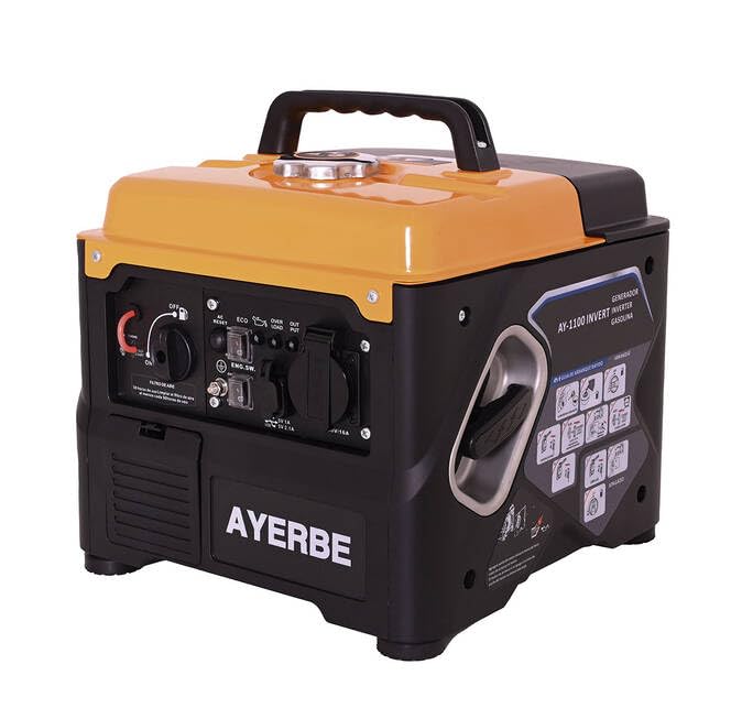 Generador inverter gasolina 1100 W con motor Kiotsu arranque manual silencioso y compacto
