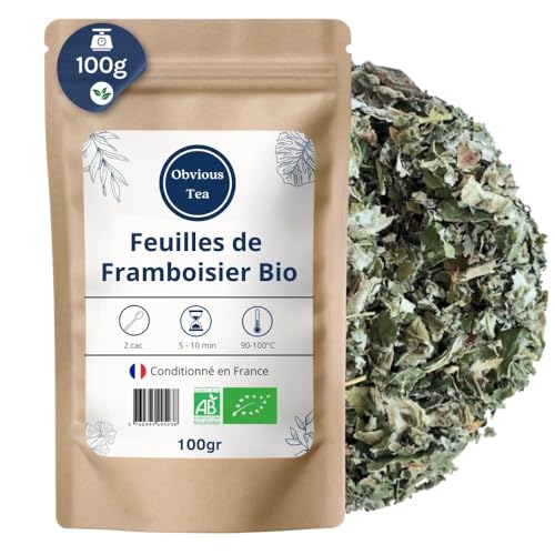 Feuilles de Framboisier Bio - Infusion Nature en Vrac, 100% Naturel, Sans OGM - Agriculture Biologique - Idéale Femme Enceinte, Allaitante - Sachet 100 gr (50 Tasses)