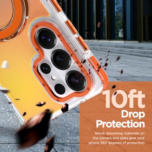 Image of Magnetic for Samsung Galaxy S26 Ultra Case with Stand [Compatible with Magsafe] [Cute Fluorescent Design] [1 Screen Protector] Slim Translucent Matte Case for Galaxy S26 Ultra 6.9 inch, Orange