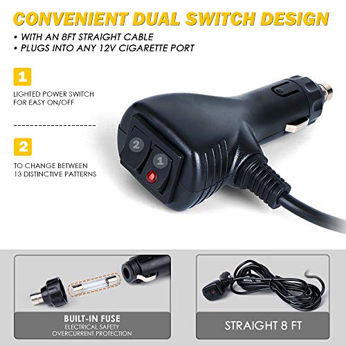 Amber LED Visor Strobe Flashing Lights Interior