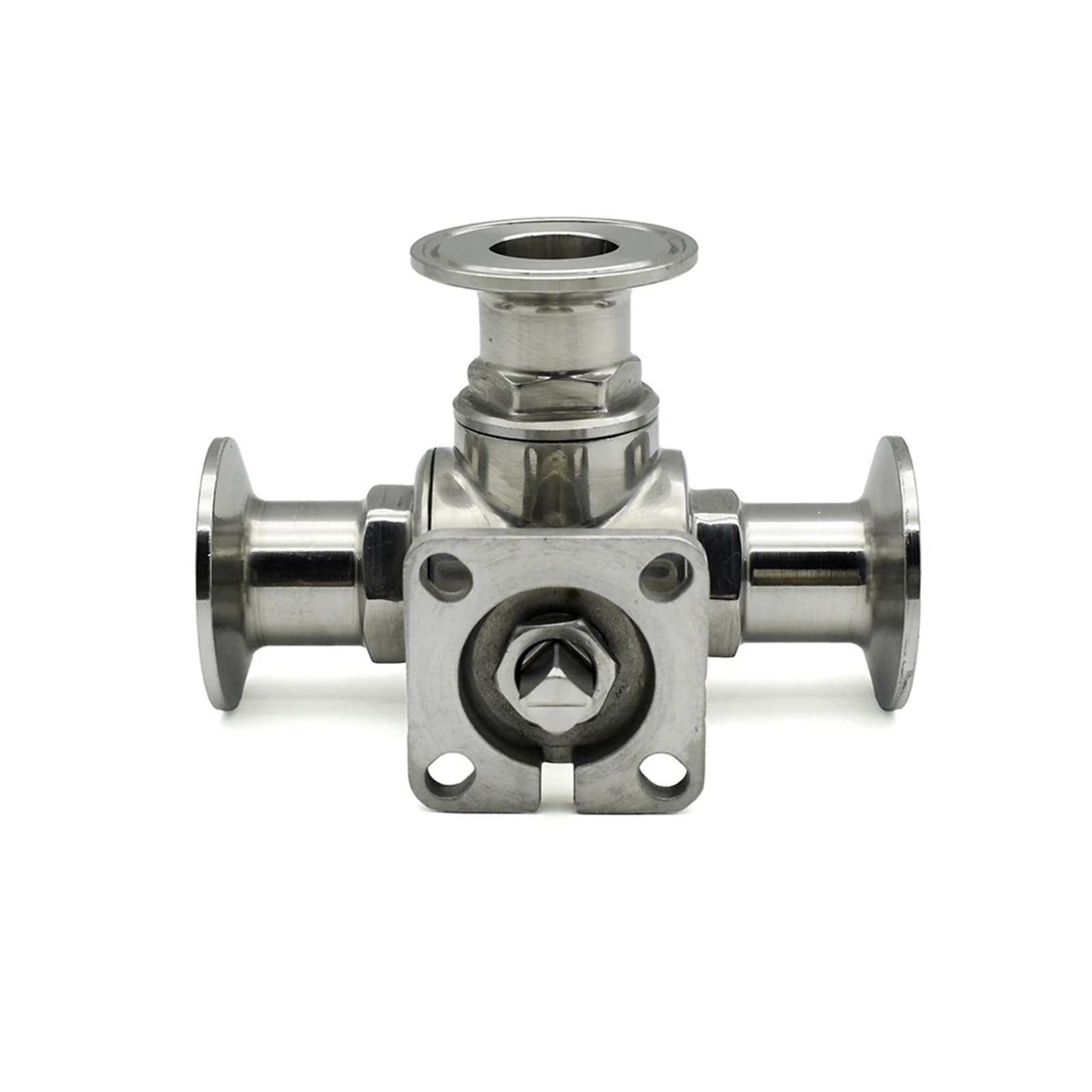 SS304 SS316 T Type L Type Ball Valve Clamp Type Three-Way Valve OD19mm-51mm(SUS304,L-Port_19MM Ferrule 50.5)