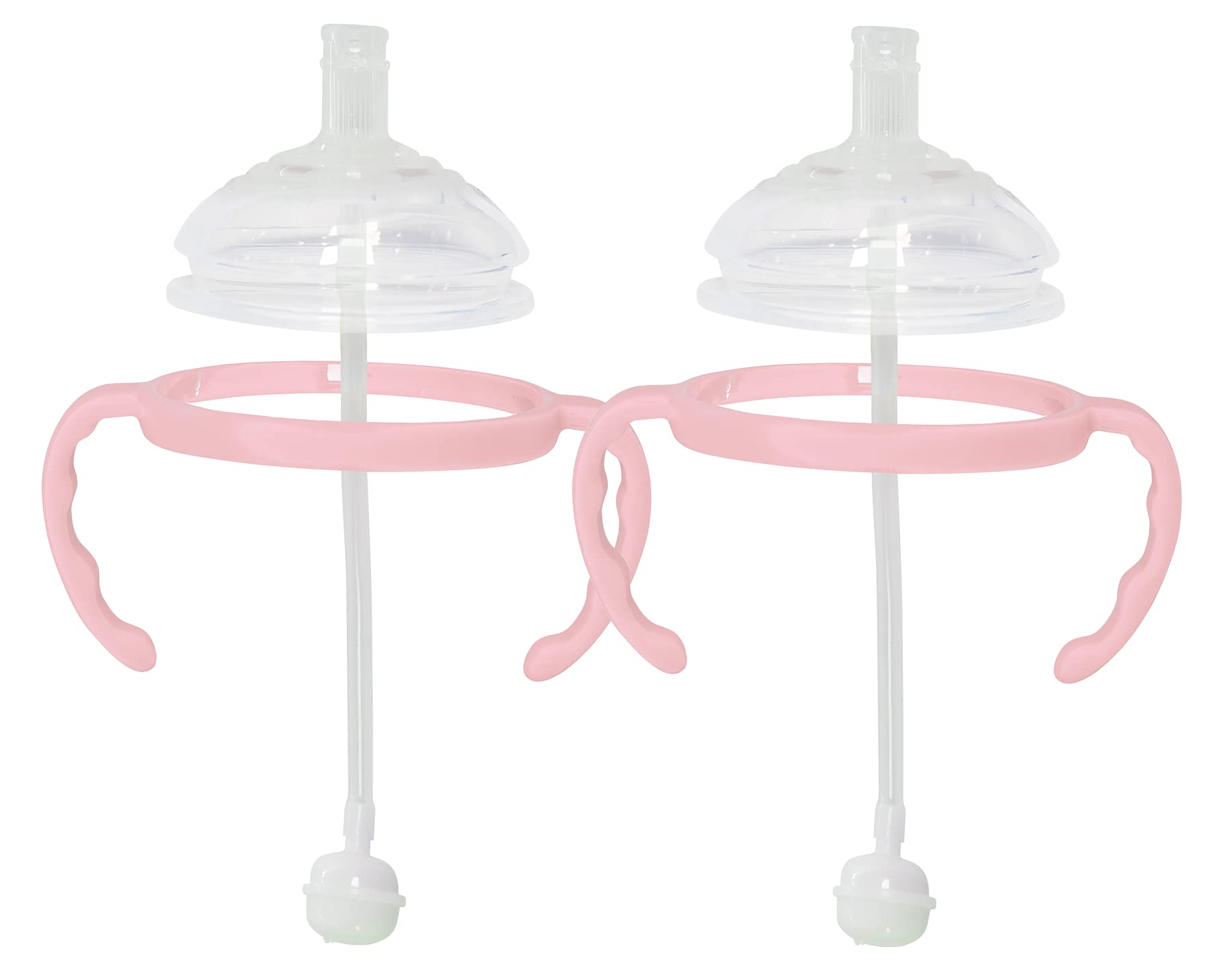 Straw Transition Cup Kit for Comotomo Baby Bottles | Conversion Kit Fits 5 Ounce and 8 Ounce Bottles | Soft, Silicone Straw Top Bottle Nipple & Weighted Straw to Help Baby Transition | 2 Pack (Pink)