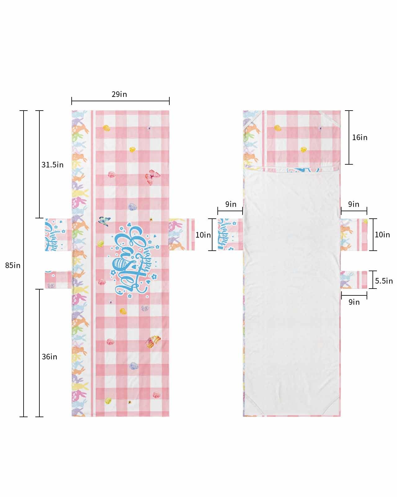 Pink Plaid Easter Beach Lounge Chair Towel Cover, Soft Chaise Lounge Towel with Side Pockets Patio Pool Chairs Cover for Beach/Pool Sunbathing 29x85 Colorful Bunny Eggs Butterfly