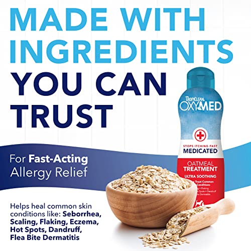 Tropiclean Oxymed Medicated Cat & Dog Conditioner For Itchy Skin, Skin Soothing Oatmeal Conditioner For Dogs & Cats 20 Ounce #TOP2